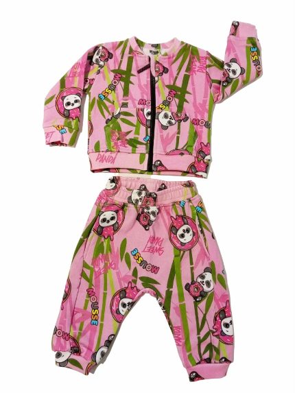 Pantaloni felpa neonata Panda Mousse Kids - Pantalone Neonata Fantasia Panda - Confort e Stile Made in Italy Mousse Bambina Primavera/Estate