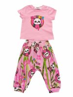 Pantaloni felpa neonata Panda Mousse Kids - Pantalone Neonata Fantasia Panda - Confort e Stile Made in Italy Mousse Bambina Primavera/Estate