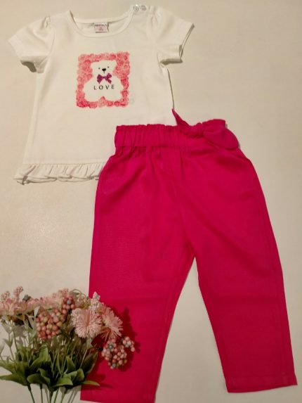 Pantaloni La Vie En Rose Morbidi pantaloni lunghi con cintura elastica e tasche laterali,fiocchetto applicato in vita.