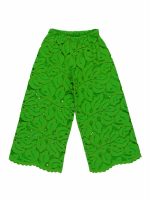 Pantaloni ragazza Pantaloni in pizzo con cintura elastica, fondo smerlato.