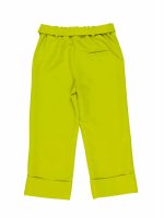 Pantaloni ragazza Pantaloni eleganti a vita alta elasticizzata, cintura annodabile a fiocco, taglio diritto con risvolto a fondo gamba. Made in Italy