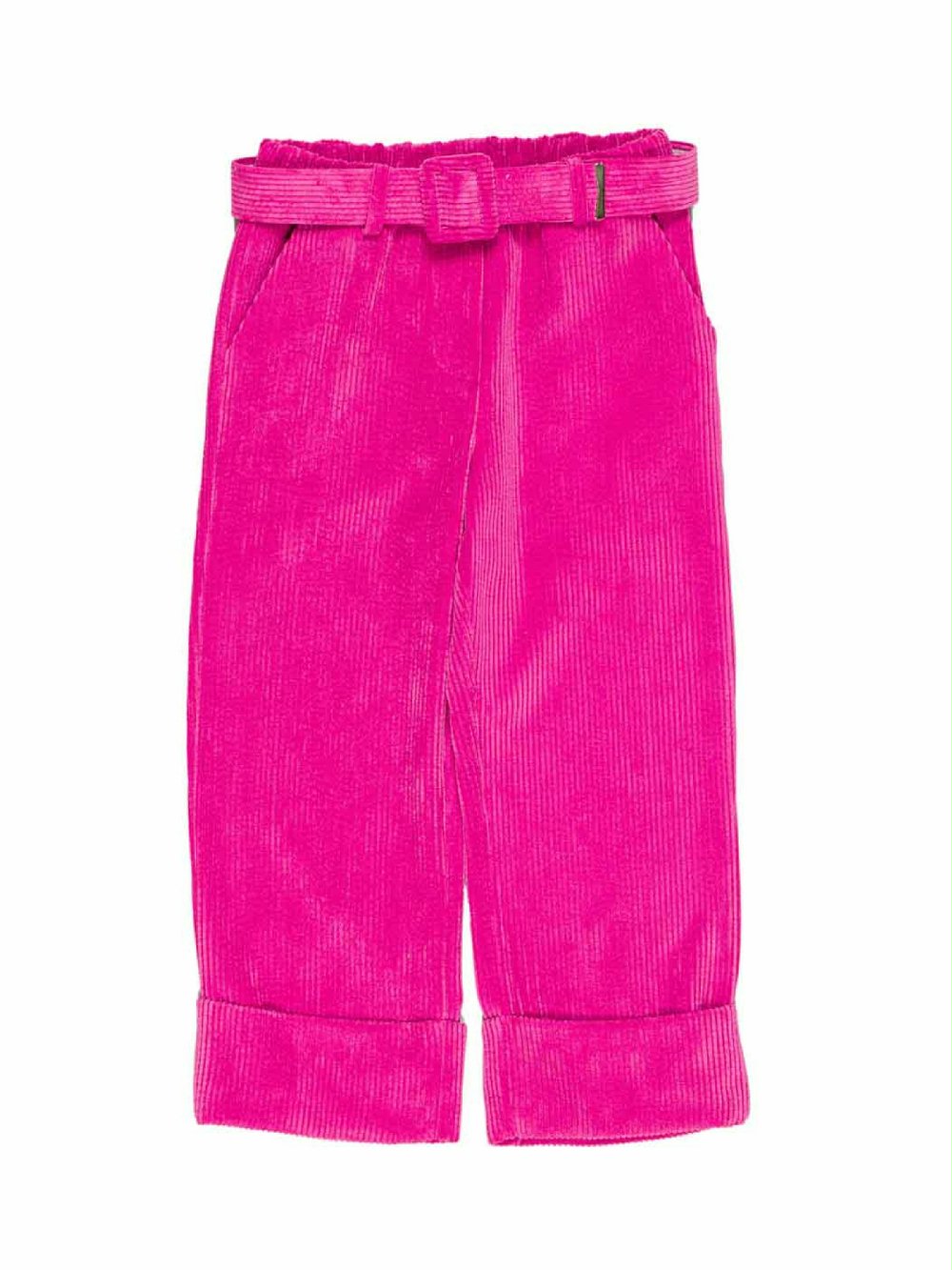 Pantaloni ragazza LL2453 00 Pantaloni ragazza Pantaloni in velluto a gamba larga con risvolto al fondo, vita elasticizzata con passanti, cintura abbinata. Made in Italy