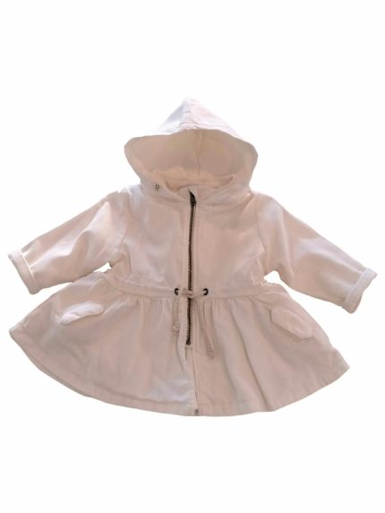 PARKA IN COTONE MAPERÒ - Parka zppato in cotone con cappuccio, coulisse in vita e balza con taschine al fondo.