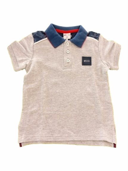 POLO COTONE COLLETTO CONTRASTO ATIVO KIDS - Polo in cotone a manica corta con colletto con profilo a contrasto. Taglie 6/36 mesi