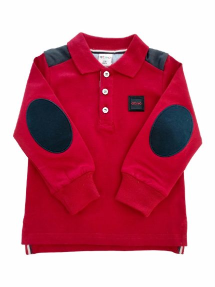 POLO M/LUNGA TOPPE Polo baby in cotone con polso in maglia e toppe alle maniche. Colori bordeaux e blu.