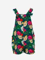 Salopette Rainforest Ativo Kids Salopette corta baby con stampa TROPICAL all over, allacciatura anteriore zippata