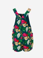 Salopette Rainforest Ativo Kids Salopette corta baby con stampa TROPICAL all over, allacciatura anteriore zippata
