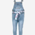 Salopette Spring Breeze AtivoKids Salopette baby in denim elasticizzato con cintura in tessuto fiorato.