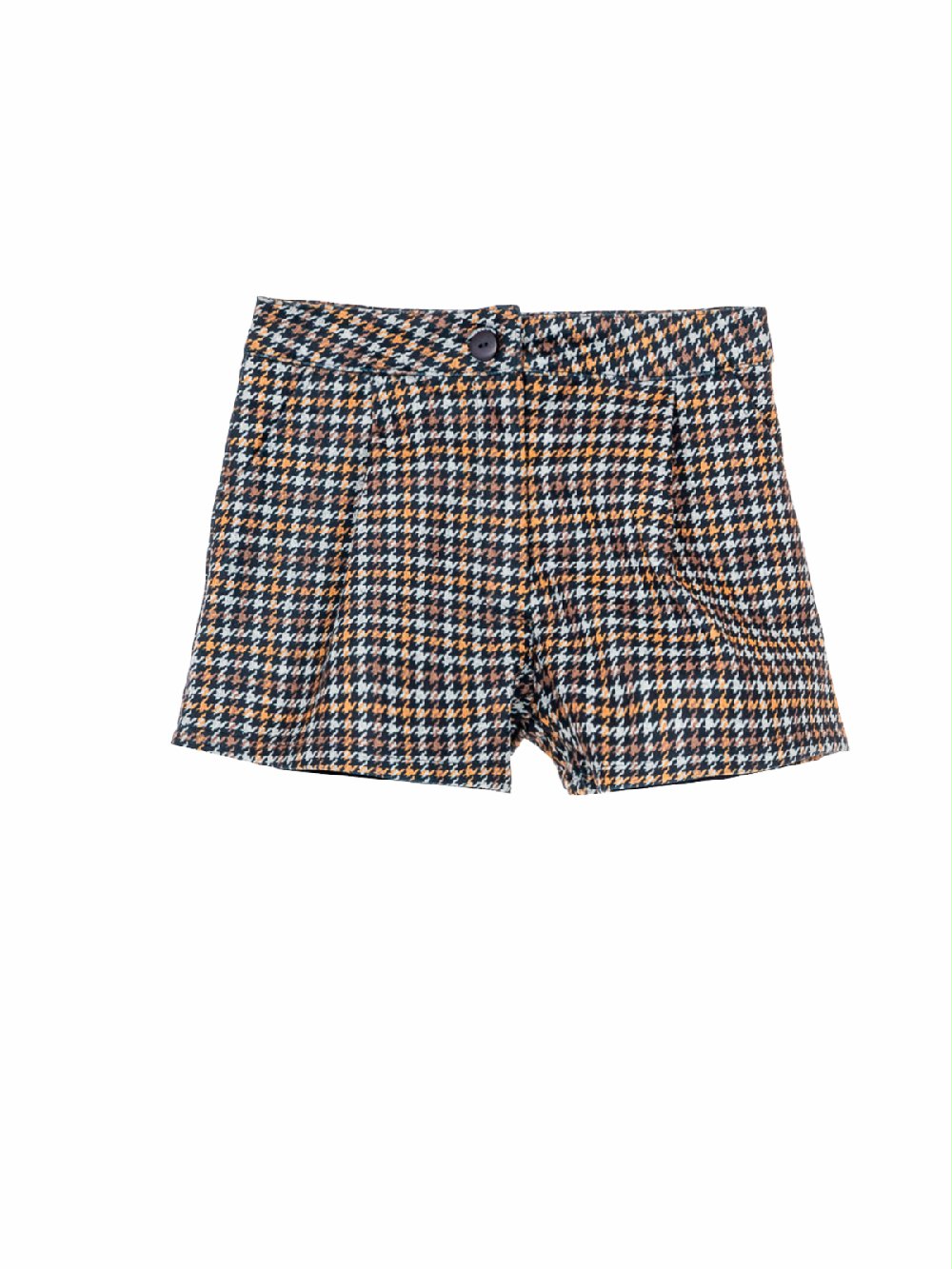 Shorts bambina Autumn C0052 00 Shorts bambina Autumn Shorts per bambina in tessuto di cotone elasticizzato, fantasia tartan, allacciatura posteriore con zip ed elastico interno regola vita.