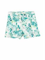 Shorts Cerimonia a Pois AtivoKids Pantaloncino corto da bimba con stampa fiorata all-over, fiocchetto in vita, elastico regolabile interno.