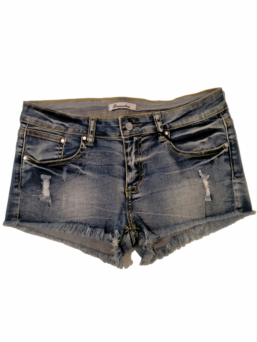 Shorts denim DM1090 00 Shorts denim Shorts in denim stretch, modello cinque tasche con bordo sfrangiato.