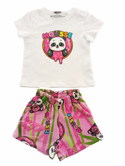 Shorts felpa neonata Panda Pantaloncino Neonata Panda - Confort e Stile da Mousse Kids Made in Italy Mousse Bambina Primavera/Estate