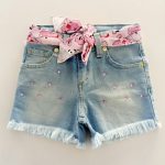 Shorts jeans bimba Shorts da Bambina con Strass Rosa - Aggiungi un Tocco di Brillantezza al Suo Look Estivo Made in Italy