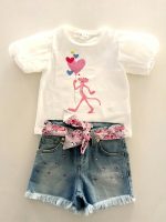 Shorts jeans bimba Shorts da Bambina con Strass Rosa - Aggiungi un Tocco di Brillantezza al Suo Look Estivo Made in Italy