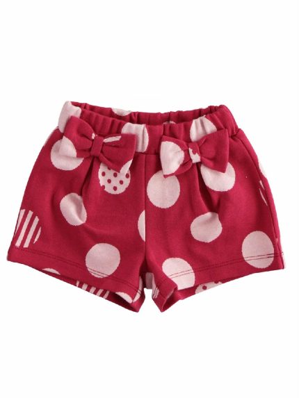 SHORTS MAGLIA POIS MINIBANDA - Shorts in maglia fantasia a pois, cintura elastica con fiocchetti.