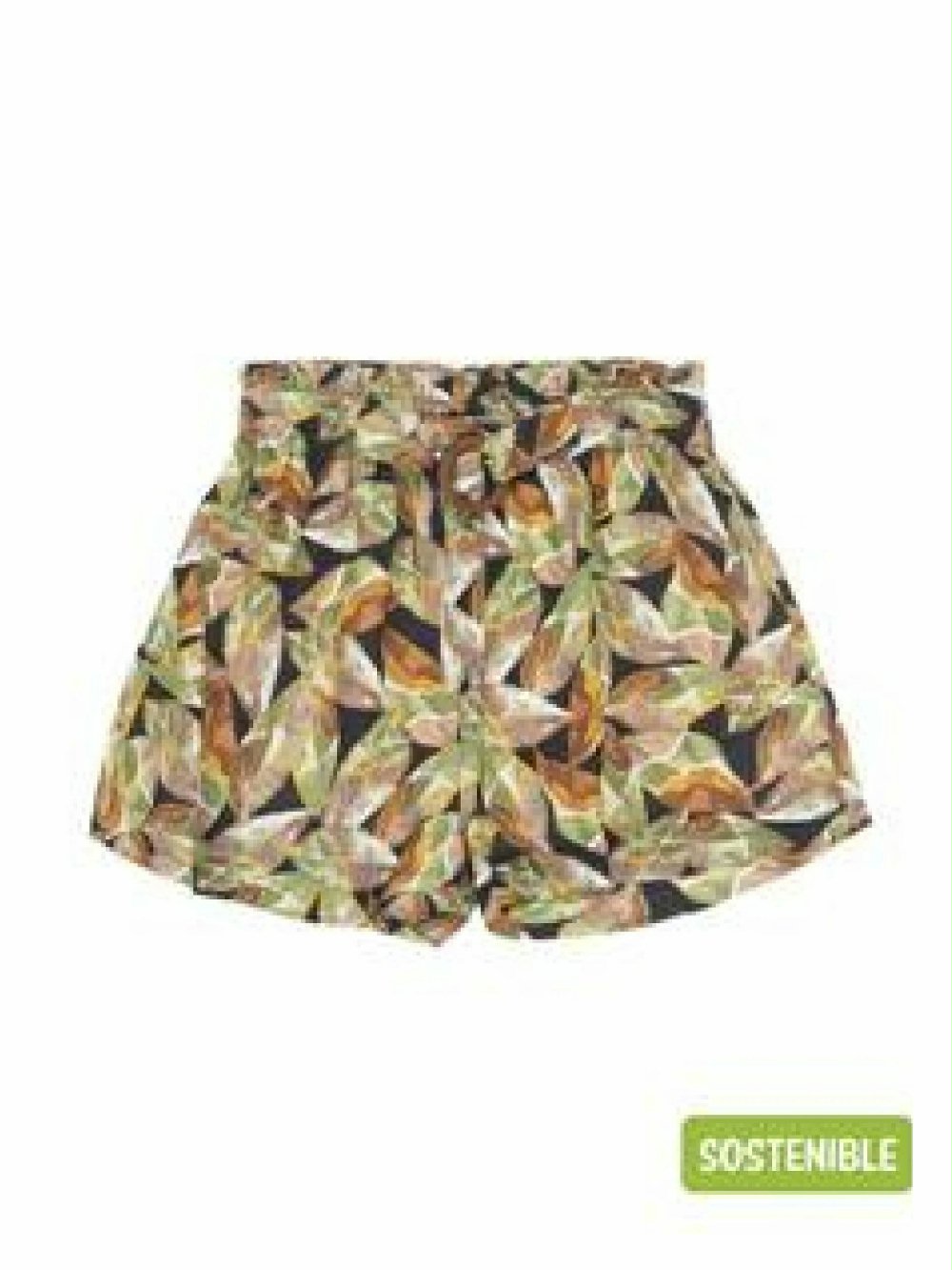 Shorts multicolor Ubs2 E221111 00 Shorts multicolor Ubs2 Shorts da bambina effetto gonna ampia in stampa multicolore di viscosa eco-friendly, fiocco nello stesso tessuto sul davanti, piccola balza in vita.