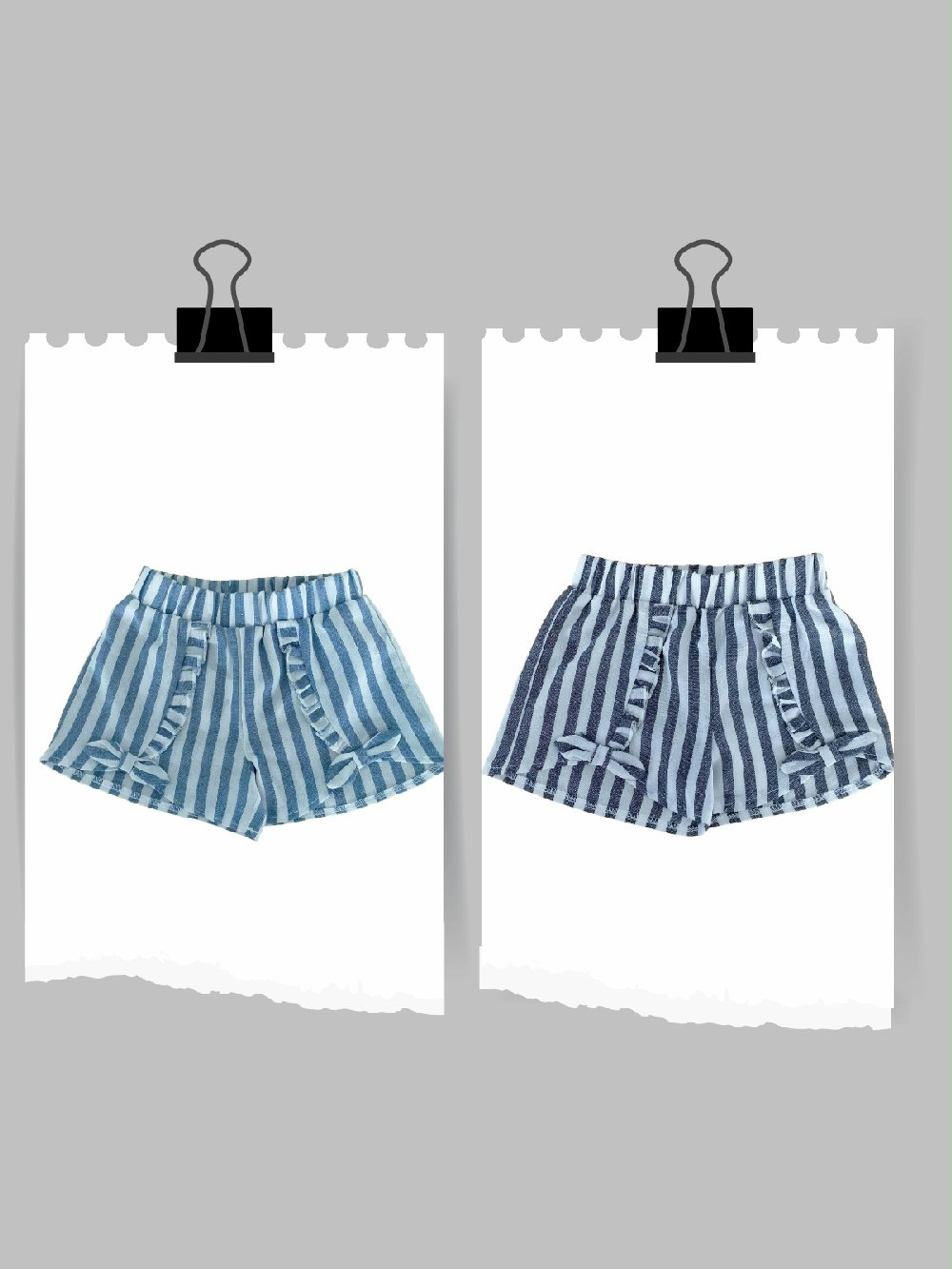 Shorts Silence Ativo Kids ND7478 00 Shorts Silence Ativo Kids Shorts in fantasia rigata con cintura elastica, motivo rouche e fiocchetti applicati.