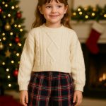 Shorts tartan ragazza Ativo Kids Junior - shorts fantasia tartan con cintura elastica, bambina/ragazza 4-12 anni Natale