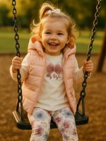 Smanicato imbottito bimba Gilet Imbottito con Cappuccio per Bimba - Caldo e Pratico Back to School