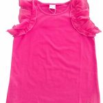 Top La Vie En Rose T.shirt in cotone con graziose maniche corte in organza motivo a volant.