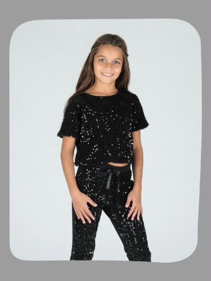 TOP PAILLETTES LE VOLIERE - Top a manica corta con paillettes.
