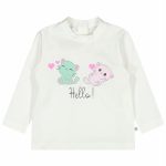 T.shirt a manica lunga bimba T.shirt girocollo in cotone invernale con stampe pixel | Melby