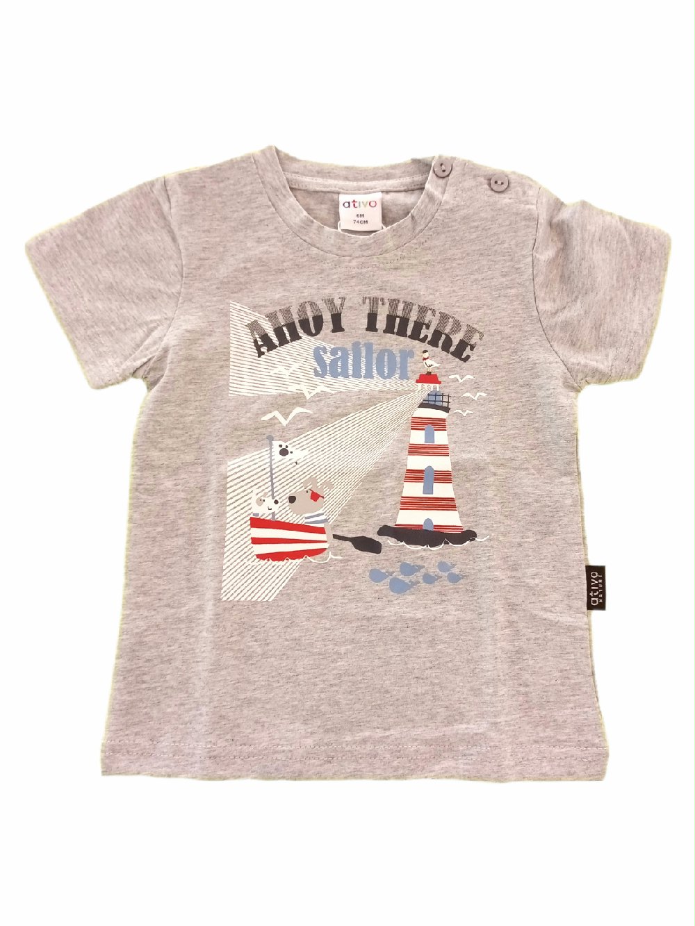 T.SHIRT COTONE M/C SAILOR ND7171 00 T.SHIRT COTONE M/C SAILOR ATIVO KIDS - T.shirt in cotone a manica corta stampa SAILOR. Taglie 6/36 mesi.