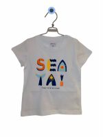 T.SHIRT COTONE M/CFIND YOU NATURE ATIVO KIDS - T.shirt stampata in cotone elasticizzato a maniche corte, colori arancio/bianco. Taglie 6/36 mesi.