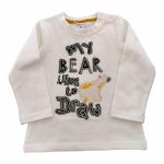 T.SHIRT COTONE M/L ORSO T.shirt in cotone a manica lunga stampa orso. Colori latte e azzurro.