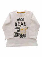 T.SHIRT COTONE M/L ORSO T.shirt in cotone a manica lunga stampa orso. Colori latte e azzurro.