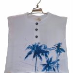 T.SHIRT COTONE MANICA CALATA MAPERÒ - T.shirt baby in cotone elasticizzato, manica calata, stampa palme. Taglie da 3 mesi a 4 anni.