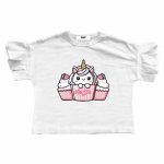 T-shirt crop manica corta Unileo T-shirt Crop Bambina in Cotone con Stampa Unileo - Comoda e Trendy Mousse Bambina Primavera/Estate Unileo