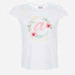 T.shirt m/c Cerimonia a Pois Ativo Kids T.shirt stampata per bambina a maniche corte con volant al giromanica.