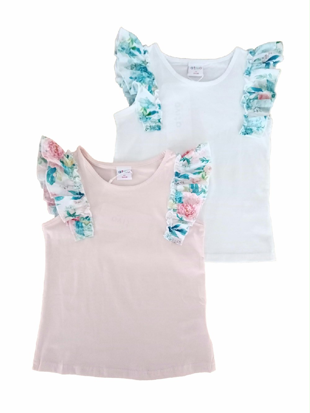 T.shirt m/c Cerimonia a Pois Ativo Kids ND7609 00 T.shirt m/c Cerimonia a Pois Ativo Kids T.shirt per bambina in tinta unita con rouche al giromanica in tessuto fantasia.