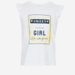 T.shirt m/c Maiolica Ativo Kids T.shirt per bambina in cotone elasticizzato con stampa frontale e maniche corte a volant.