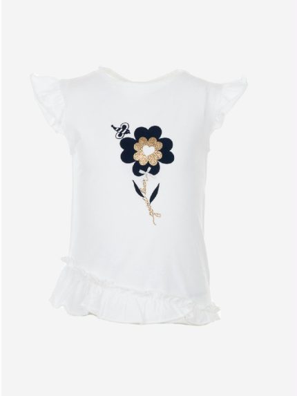 T.shirt m/c Spring Breeze Ativo Kids T.shirt stampata in cotone per bambina a maniche corte con applicazione di volant sul giromanica, fondo rifinito con volant diagonali.