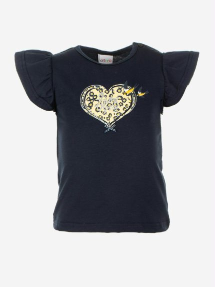 T.shirt m/c Spring Breeze Ativo Kids T.shirt stampata in jersey di cotone per bambina con maniche corte a volant. Best Seller
