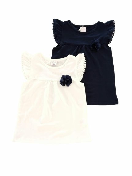 T.shirt m/c Spring Breeze Ativo Kids T.shirt per bambina in jersey di cotone a maniche corte con orlo ricamato, fiore in tessuto applicato sulla pettorina.