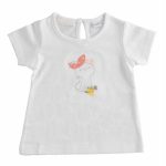 T.SHIRT M/CORTA GATTINO MINIBANDA - T.shirt neonata a manica corta, 100% cotone, ricamo gattino.