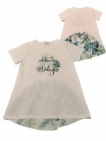 T.shirt m/corta Rainforest T.shirt girocollo stampata a maniche corte, tessuto a contrasto all over con motivo a V rovesciata sul retro e motivo fiocco applicato.