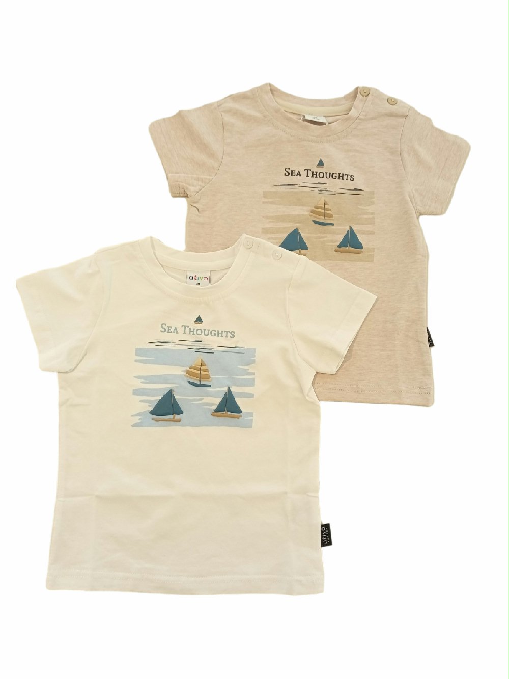 T.SHIRT M/CORTA VELE ND7716 00 T.SHIRT M/CORTA VELE ATIVO KIDS - T.shirt baby a manica corta in cotone fiammato, stampa VELE gommate.