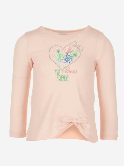 T.shirt m/l Cerimonia a Pois Ativo Kids T.shirt baby stampa cuore in cotone elasticizzato, maniche lunghe con fiocco applicato al fondo.