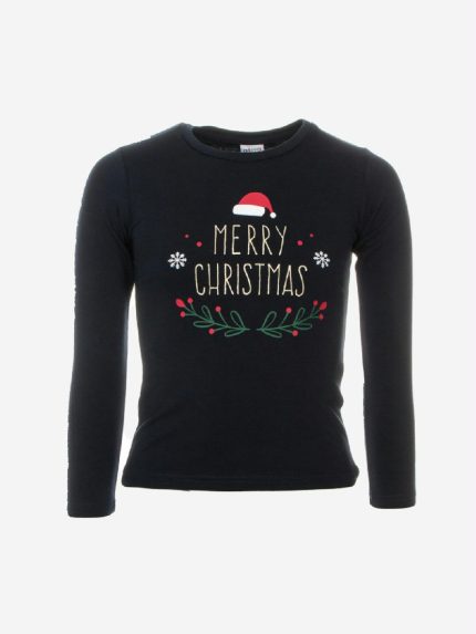 T.SHIRT M/L MERRY CHRISTMAS ATIVO KIDS - T.shirt a manica lunga in cotone elasticizzato. stampa MERRY CHRISTMAS lurex.