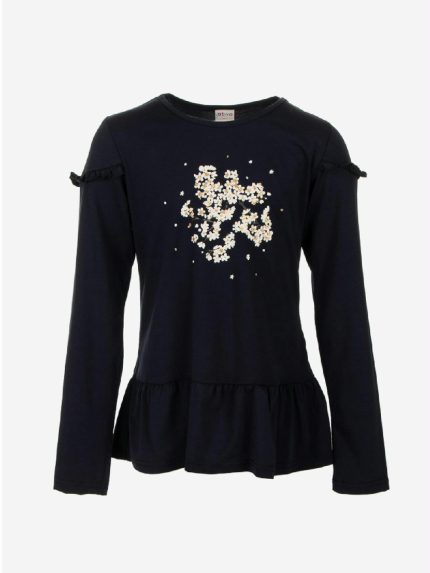 T.shirt m/l Spring Breeze Ativo Kids T.shirt in cotone a maniche lunghe con stampa floreale, giromanica con volant, bordo a balza sul fondo.