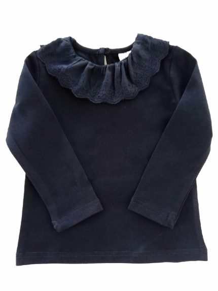 T.shirt m/lunga Autumn T.shirt a manica lungo con collo tondo a rouche ricamato.
