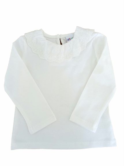 T.shirt m/lunga Autumn T.shirt a manica lungo con collo tondo a rouche ricamato.