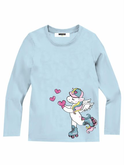 T.shirt m/lunga bimba Unicorno T.shirt Manica Lunga Bambina Stampa Unicorno - Look da Fiaba - Mousse Kids Mousse bambina AI24 Unicorno