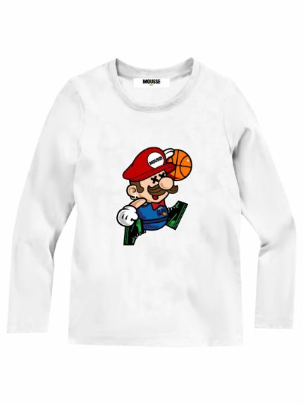 T.shirt m/lunga bimbo Air Mario T.shirt a Manica Lunga - Stampa Air Mario - 100% Cotone - Mousse Kids Air Mario