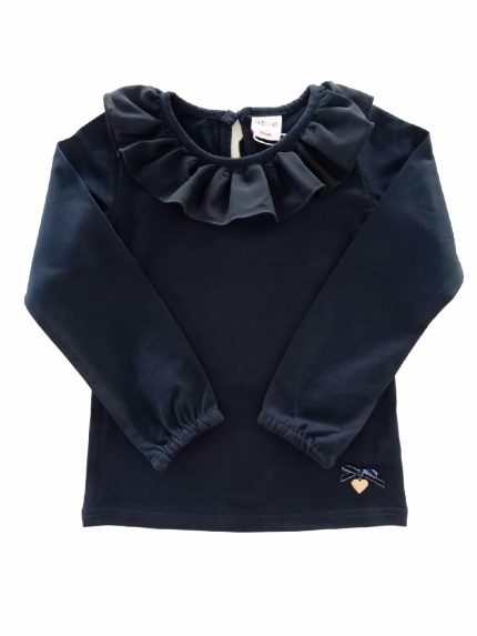 T.shirt m/lunga Core T.shirt in cotone a manica lunga con colletto rouche.