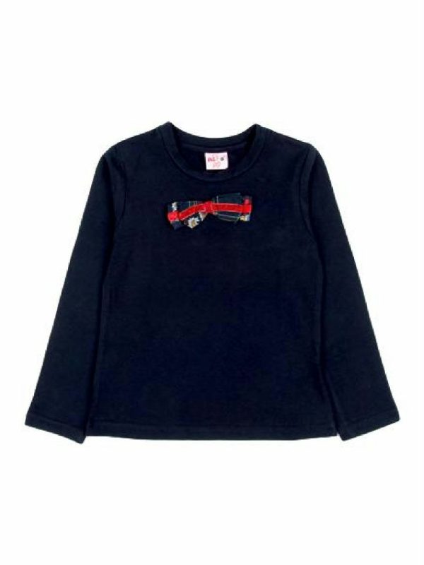 T.SHIRT M/LUNGA FIOCCO ATIVO KIDS - T.shirt girocollo a maniche lunghe con fiocco applicato. Colore blu, taglie 4/14 anni.
